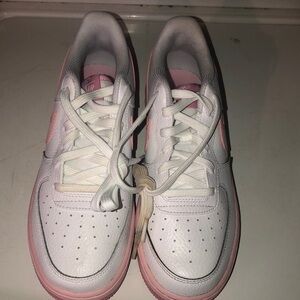Size 7 girls pink and white clean asl Air Force 1 no scuffs no creases